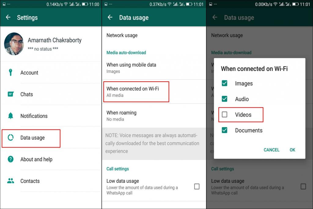 Disable auto-download videos in WhatsApp