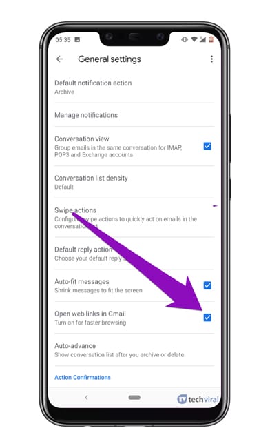 Cómo inhabilitar el navegador In-App en Google App y Gmail