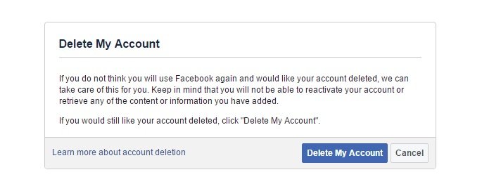 Cómo borrar permanentemente la cuenta de Facebook