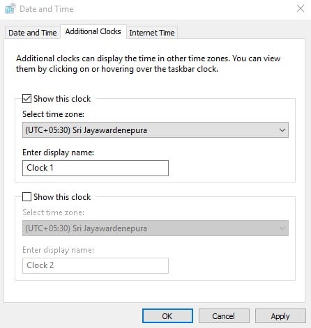 Cómo agregar varios relojes en la barra de tareas de Windows 10