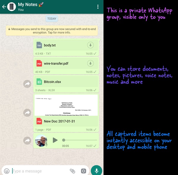 Cómo utilizar WhatsApp como tienda privada para sus documentos y notas