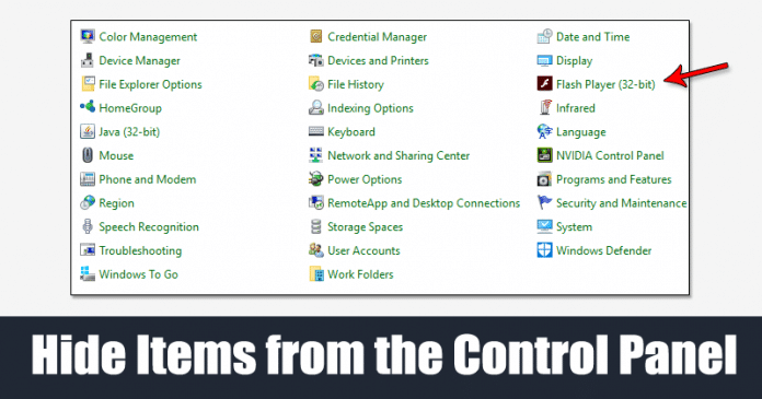 Cómo ocultar elementos del Panel de Control en Windows