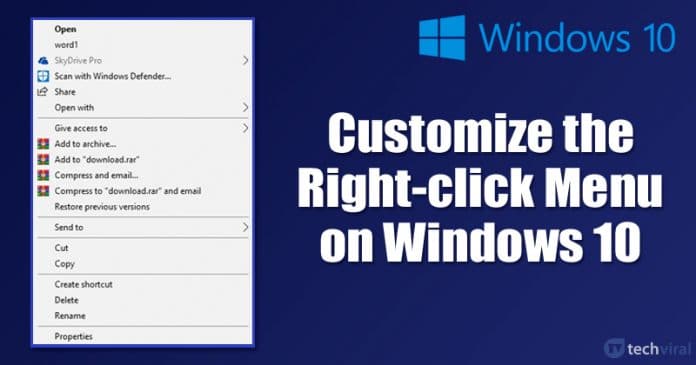 Cómo personalizar el menú del botón derecho del ratón en el PC con Windows 10