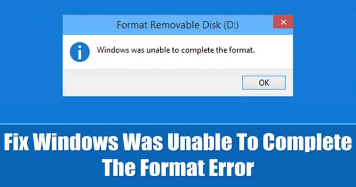 Cómo arreglar Windows no pudo completar el error de formato