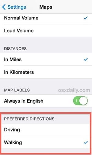 Cómo configurar Apple Maps como predeterminado para las indicaciones para caminar
